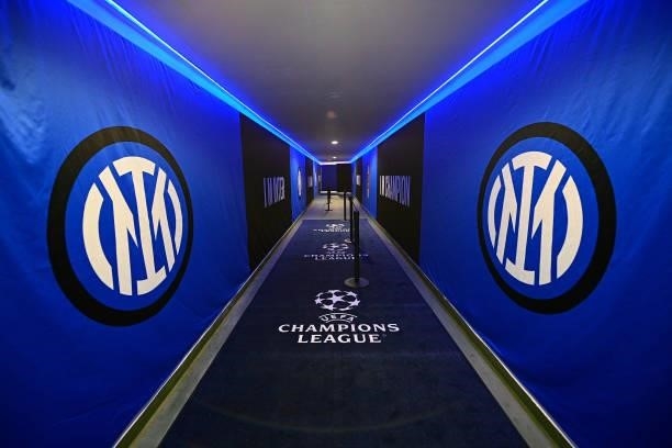 General view inside the stadium ahead of the UEFA Champions League group D match between Inter and Real Madrid at Giuseppe Meazza Stadium on...
