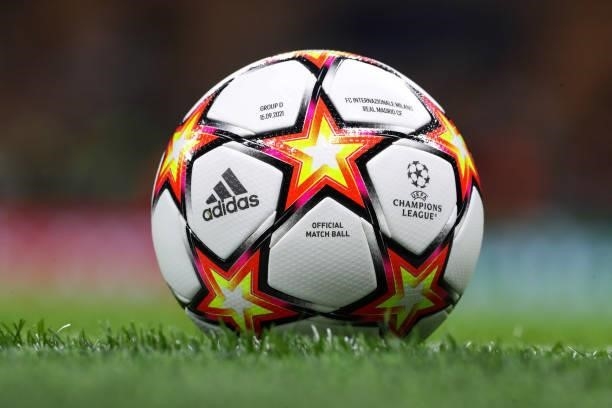 The Official Adidas UEFA Champions League match ball during the UEFA Champions League group D match between Inter and Real Madrid at Giuseppe Meazza...