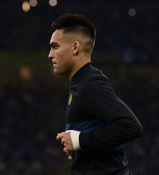 Lautaro Martinez of FC Internazionale arrives before the UEFA Champions League group D match between Inter and Real Madrid at Giuseppe Meazza Stadium...