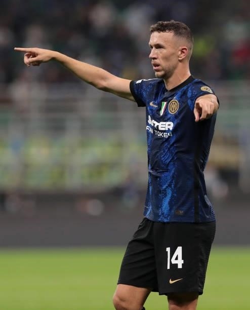 Ivan Perisic of FC Internazionale gestures during the UEFA Champions League group D match between Inter and Real Madrid at Giuseppe Meazza Stadium on...