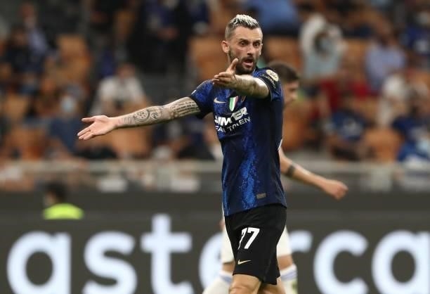 Marcelo Brozovic of FC Internazionale reacts during the UEFA Champions League group D match between Inter and Real Madrid at Giuseppe Meazza Stadium...