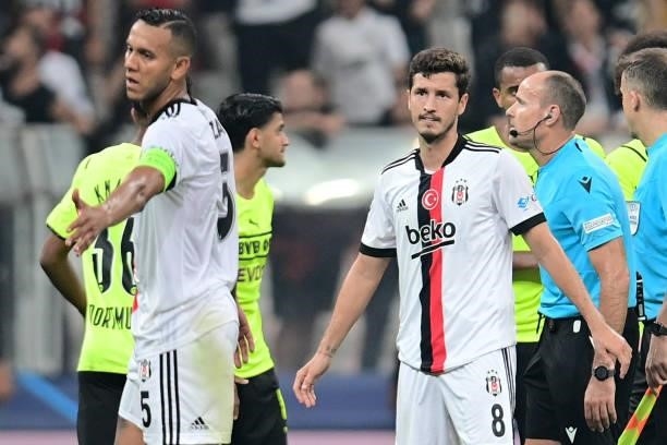 Salih Ucan of Besiktas looking disappointed during the UEFA Champions League match between Besiktas and Borussia Dortmund at Vodafone Park on...
