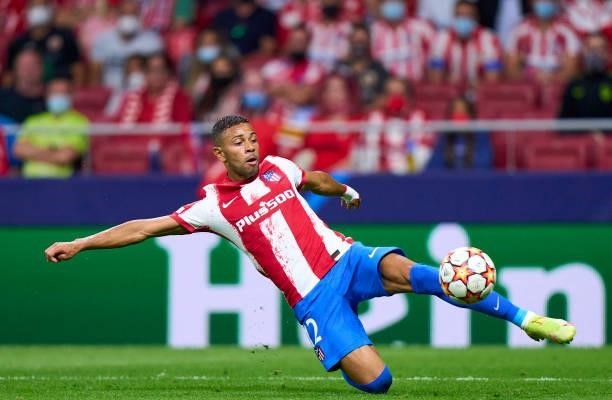 Renan Lodi of Atletico Madrid in action during the UEFA Champions League group B match between Atletico Madrid and FC Porto at Wanda Metropolitano on...