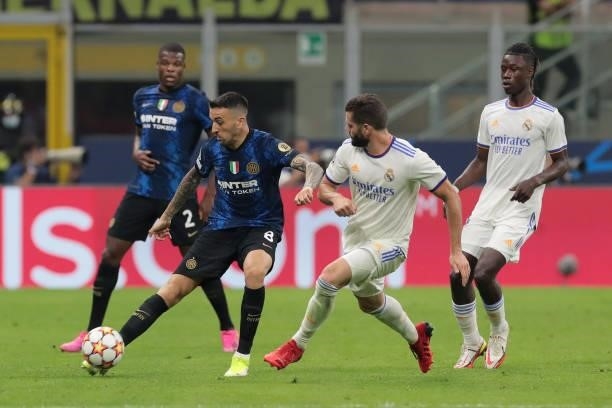 Matias Vecino of FC Internazionale in action during the UEFA Champions League group D match between Inter and Real Madrid at Giuseppe Meazza Stadium...