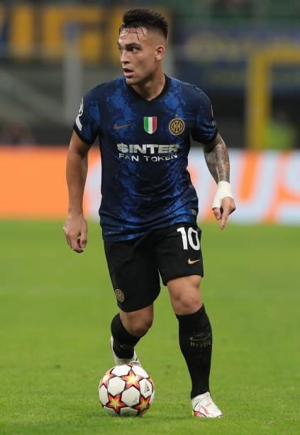 Lautaro Martinez of FC Internazionale in action during the UEFA Champions League group D match between FC Internazionale and Real Madrid at Giuseppe...