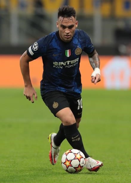 Lautaro Martinez of FC Internazionale in action during the UEFA Champions League group D match between FC Internazionale and Real Madrid at Giuseppe...