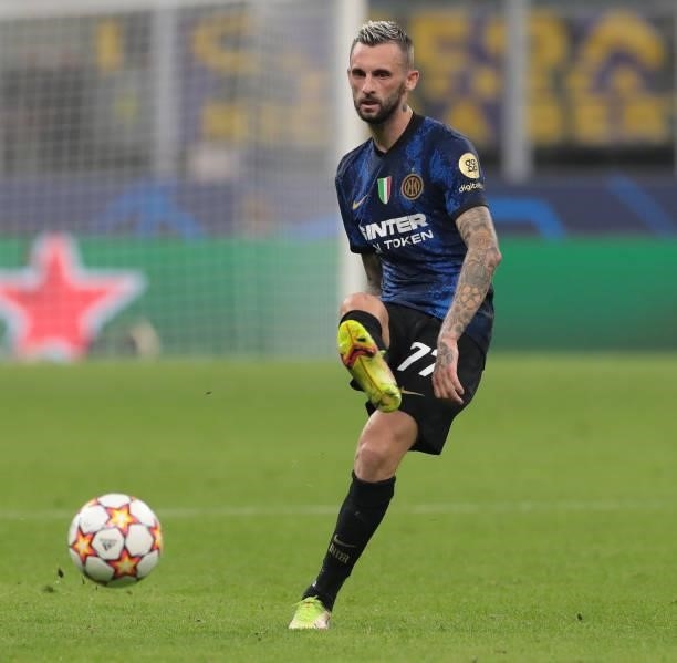 Marcelo Brozovic of FC Internazionale in action during the UEFA Champions League group D match between FC Internazionale and Real Madrid at Giuseppe...