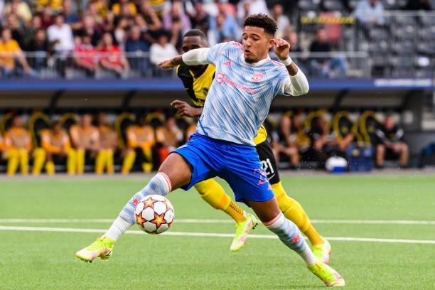 Jadon Sancho of Manchester United in action during the UEFA Champions League group F match between BSC Young Boys and Manchester United at Stadion...