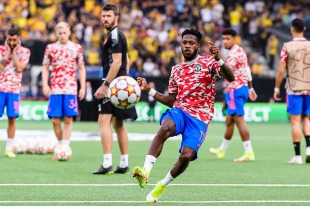 Fred Rodrigues of Manchester United warming up during the UEFA Champions League group F match between BSC Young Boys and Manchester United at Stadion...
