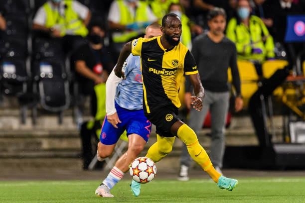 Nicolas Moumi of Young Boys runs with the ball during the UEFA Champions League group F match between BSC Young Boys and Manchester United at Stadion...