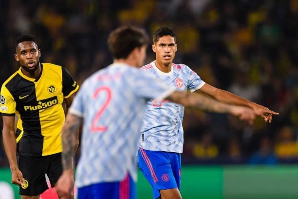 Raphael Varane of Manchester United gestures during the UEFA Champions League group F match between BSC Young Boys and Manchester United at Stadion...
