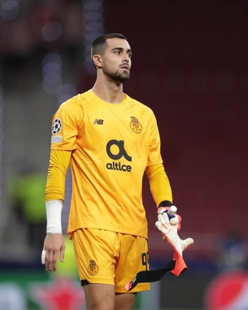Goalkeeper Diogo Costa of FC Porto reacts after the UEFA Champions League group B match between Atletico Madrid and FC Porto at Wanda Metropolitano...
