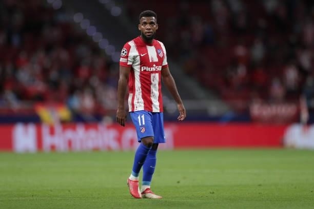 Thomas Lemar of Atletico de Madrid in action during the UEFA Champions League group B match between Atletico Madrid and FC Porto at Wanda...