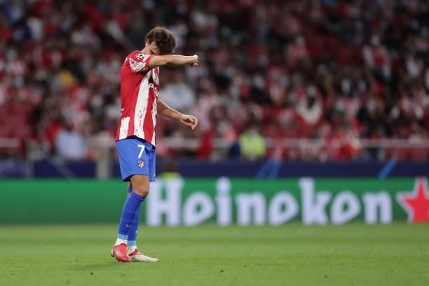Joao Felix of Atletico de Madrid reacts during the UEFA Champions League group B match between Atletico Madrid and FC Porto at Wanda Metropolitano on...