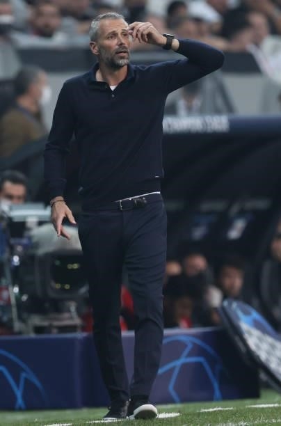 Head coach Marco Rose of Borussia Dortmund reacts during the UEFA Champions League group C match between Besiktas and Borussia Dortmund at Vodafone...