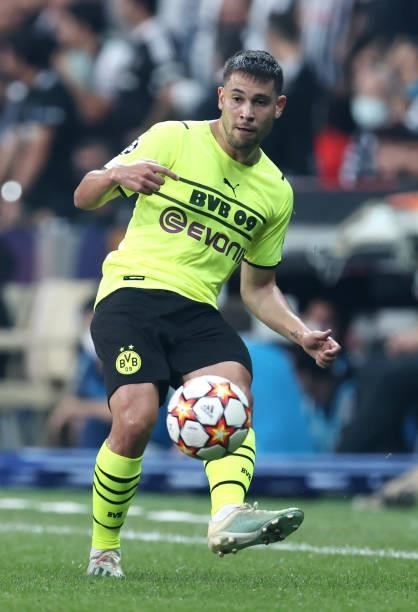 Raphael Guerreiro of Borussia Dortmund controls the ball during the UEFA Champions League group C match between Besiktas and Borussia Dortmund at...