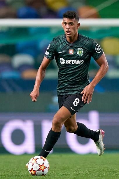 Matheus Nunes of Sporting CP in action during the UEFA Champions League group C match between Sporting CP and AFC Ajax at Estadio Jose Alvalade on...