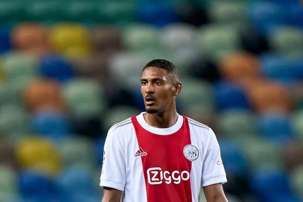 Sebastien Haller of Ajax looks on during the UEFA Champions League group C match between Sporting CP and AFC Ajax at Estadio Jose Alvalade on...