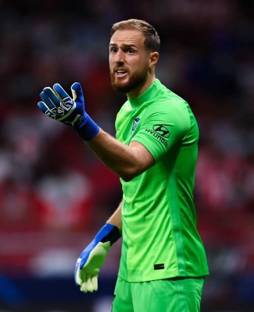 Jan Oblak of Atletico de Madrid reacts during the UEFA Champions League group B match between Atletico Madrid and FC Porto at Wanda Metropolitano on...