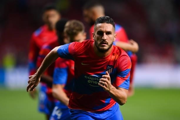 Koke Resurreccion of Atletico de Madrid warms up prior to the UEFA Champions League group B match between Atletico Madrid and FC Porto at Wanda...