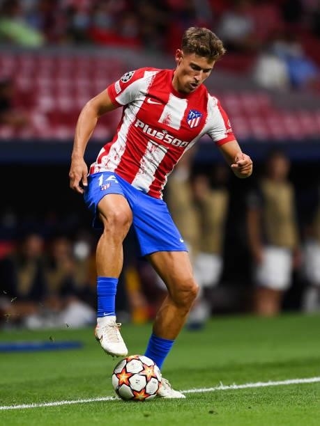 Marcos Llorente of Atletico de Madrid runs with the ball during the UEFA Champions League group B match between Atletico Madrid and FC Porto at Wanda...