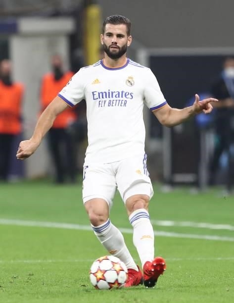 Nacho of Real Madrid in action during the UEFA Champions League group D match between Inter and Real Madrid at Giuseppe Meazza Stadium on September...