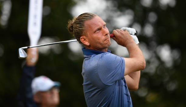 Marcel Siem of Germany tees off the 17th hole during Day One of the Dutch Open at Bernardus Golf on September 16, 2021 in Cromvoirt,...