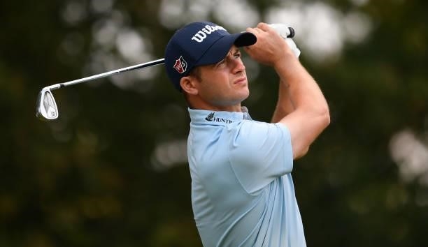 David Law of Scotland tees off the 17th hole during Day One of the Dutch Open at Bernardus Golf on September 16, 2021 in Cromvoirt, 's-Hertogenbosch,...