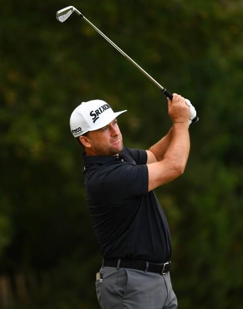 Graeme McDowell of Northern Ireland tees off the 7th hole during Day One of the Dutch Open at Bernardus Golf on September 16, 2021 in Cromvoirt,...
