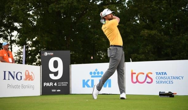 Rikard Karlberg of Sweden tees off the 9th hole during Day One of the Dutch Open at Bernardus Golf on September 16, 2021 in Cromvoirt,...