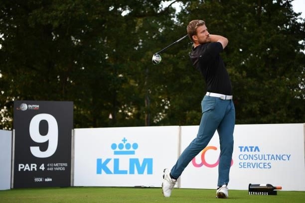Stan Kraai of The Netherlands tees off the 9th during Day One of the Dutch Open at Bernardus Golf on September 16, 2021 in Cromvoirt,...