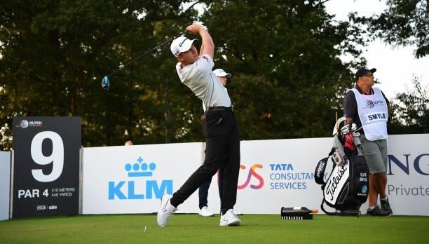 Felix Van Dijk of The Nertherlands tees off the 9th during Day One of the Dutch Open at Bernardus Golf on September 16, 2021 in Cromvoirt,...