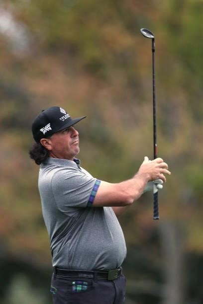 Pat Perez hits an approach shot during round one of the Fortinet Championship at Silverado Resort and Spa on September 16, 2021 in Napa, California.