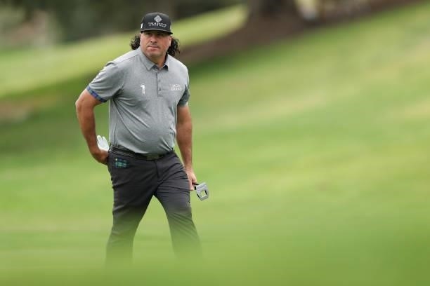 Pat Perez walks on the fifth hole green during round one of the Fortinet Championship at Silverado Resort and Spa on September 16, 2021 in Napa,...
