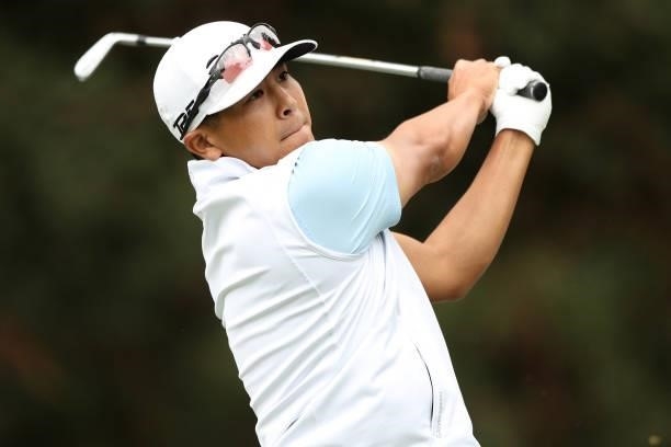 Kurt Kitayama hits his tee shot on the seventh hole during round one of the Fortinet Championship at Silverado Resort and Spa on September 16, 2021...