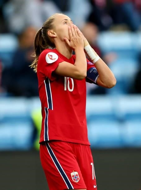 Caroline Graham Hansen of Norway reacts during the FIFA Women's World Cup 2023 Qualifier group F match between Norway and Armenia at Ullevaal Stadion...