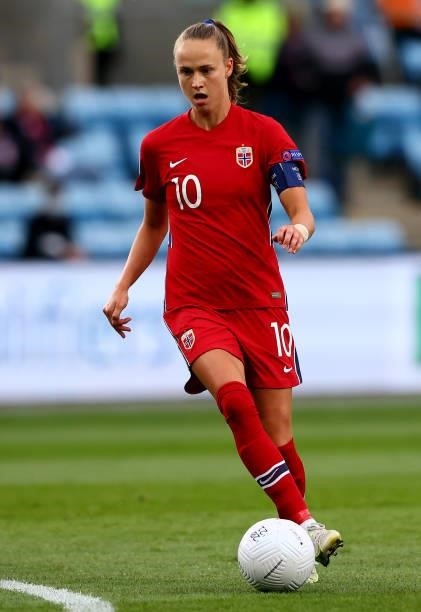 Caroline Graham Hansen of Norway controls the ball during the FIFA Women's World Cup 2023 Qualifier group F match between Norway and Armenia at...