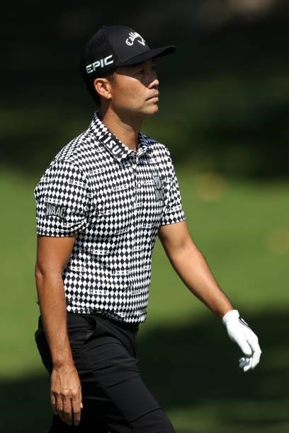 Kevin Na walks on the eighth hole during round one of the Fortinet Championship at Silverado Resort and Spa on September 16, 2021 in Napa, California.