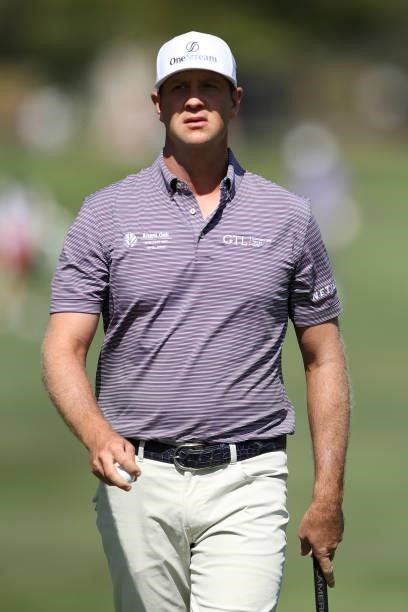 Hudson Swafford walks on the sixth hole during round one of the Fortinet Championship at Silverado Resort and Spa on September 16, 2021 in Napa,...