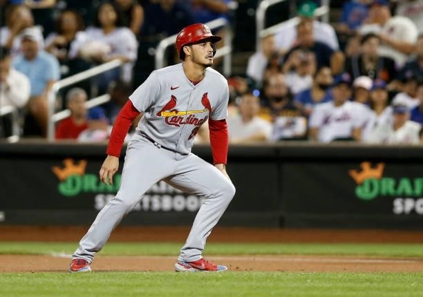 Nolan Arenado of the St. Louis Cardinals in action against the New York Mets at Citi Field on September 15, 2021 in New York City. The Cardinals...