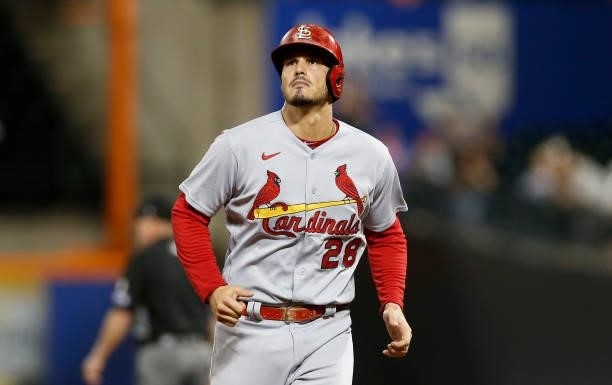 Nolan Arenado of the St. Louis Cardinals in action against the New York Mets at Citi Field on September 15, 2021 in New York City. The Cardinals...