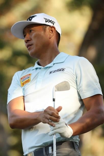 James Hahn hits his tee shot on the 15th hole during round one of the Fortinet Championship at Silverado Resort and Spa on September 16, 2021 in...