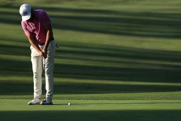 Stephan Jaeger putts on the 16th hole during round one of the Fortinet Championship at Silverado Resort and Spa on September 16, 2021 in Napa,...