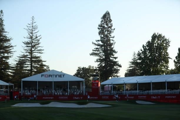 General view of the 18th hole during round one of the Fortinet Championship at Silverado Resort and Spa on September 16, 2021 in Napa, California.