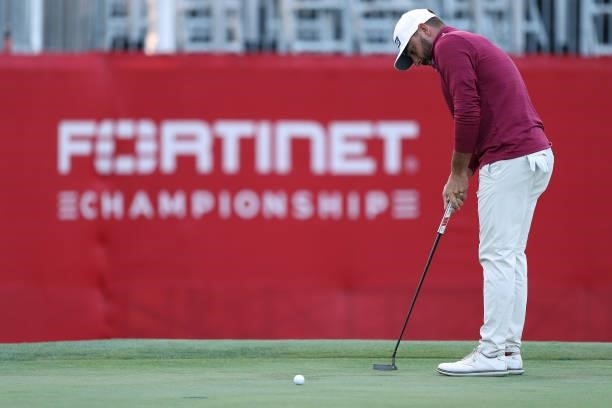 Stephan Jaeger of Germany putts on the 18th hole during round one of the Fortinet Championship at Silverado Resort and Spa on September 16, 2021 in...