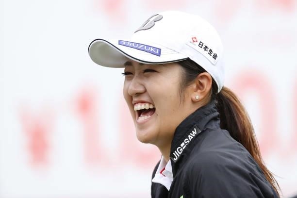 Mone Inami of Japan smiles during the first round of the Sumitomo Life Vitality Ladies Tokai Classic at Shin Minami Aichi Country Club Mihama Course...
