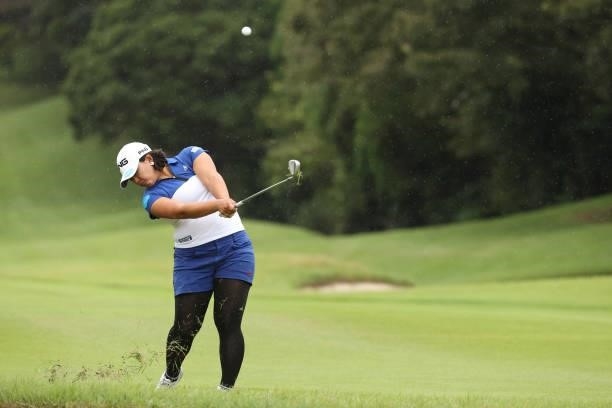 Ai Suzuki of Japan hits her third shot on the 13th hole during the first round of the Sumitomo Life Vitality Ladies Tokai Classic at Shin Minami...