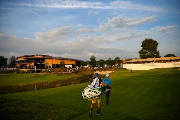 General view of the 18th hole and clubhouse during Day Two of the Dutch Open at Bernardus Golf on September 17, 2021 in Cromvoirt, 's-Hertogenbosch,...