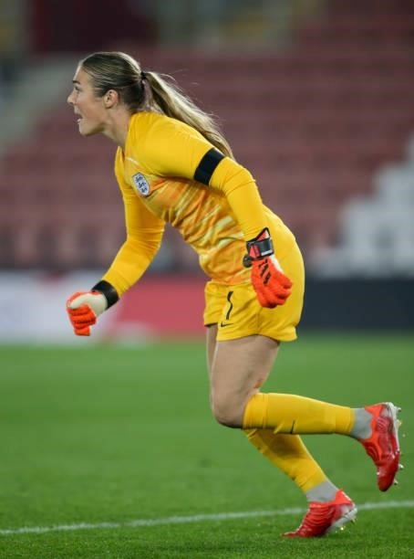 Keeper Mary Earps of England during the FIFA Women's World Cup 2023 Qualifier group D match between England and North Macedonia at St. Mary's Stadium...