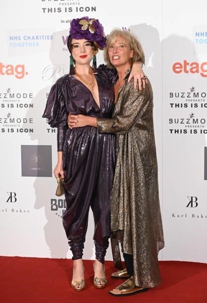 Gaia Wise and Emma Thompson attend The Icon Ball 2021 during London Fashion Week September 2021 at The Landmark Hotel on September 17, 2021 in...